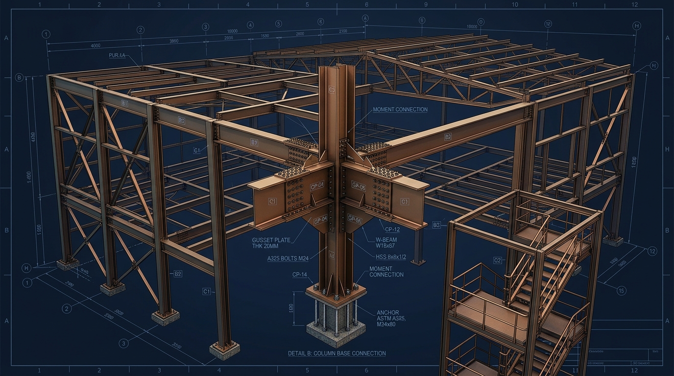 Structural Steel 3D Model Frame